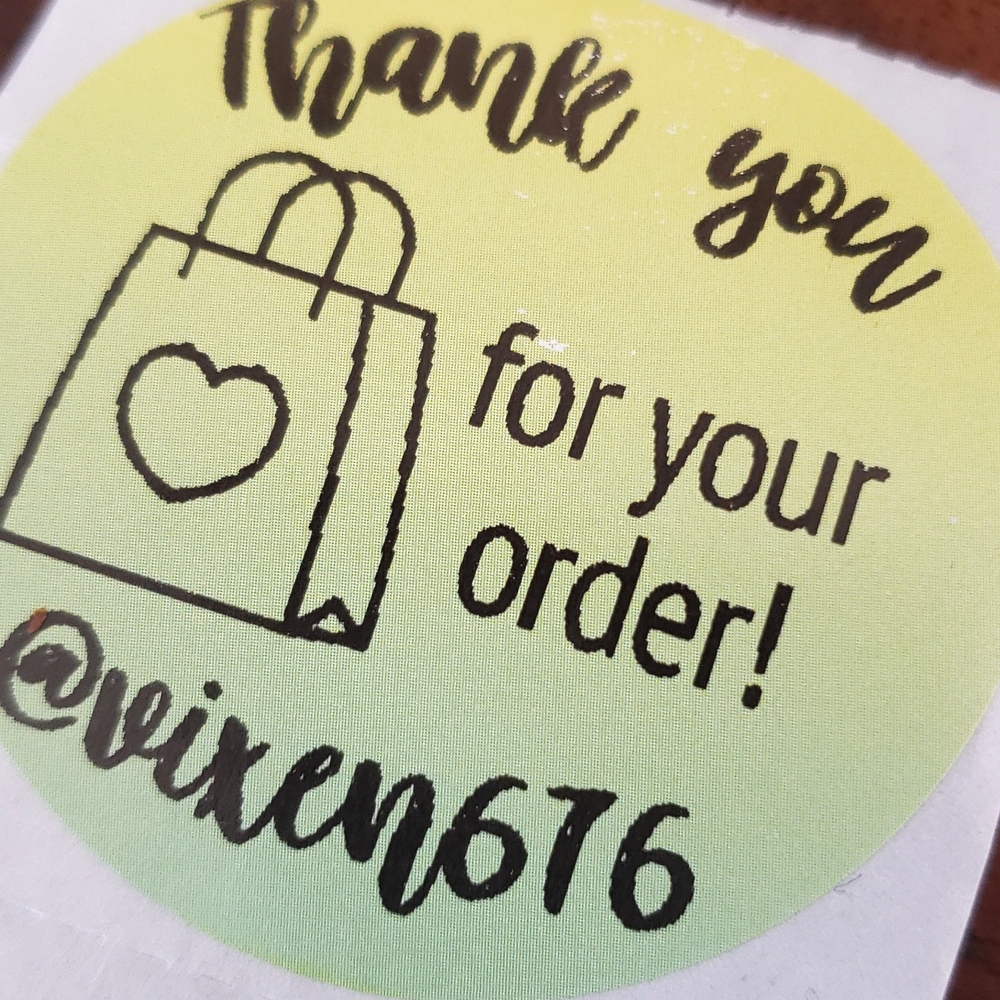 50 CUSTOM THANK YOU STICKERS YELLOW GREEN OMBRE LARGE TWO INCH ROUND - Picture 3 of 5